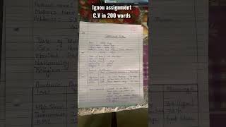 Cv in English, curriculum vitae, ignou assignment write your cv in 200 words #ignousolvedassignment