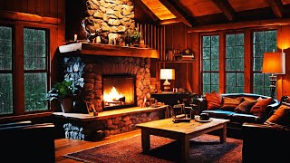 Cozy Cottage in a dense forest | Rain sound | Crackling Fireplace