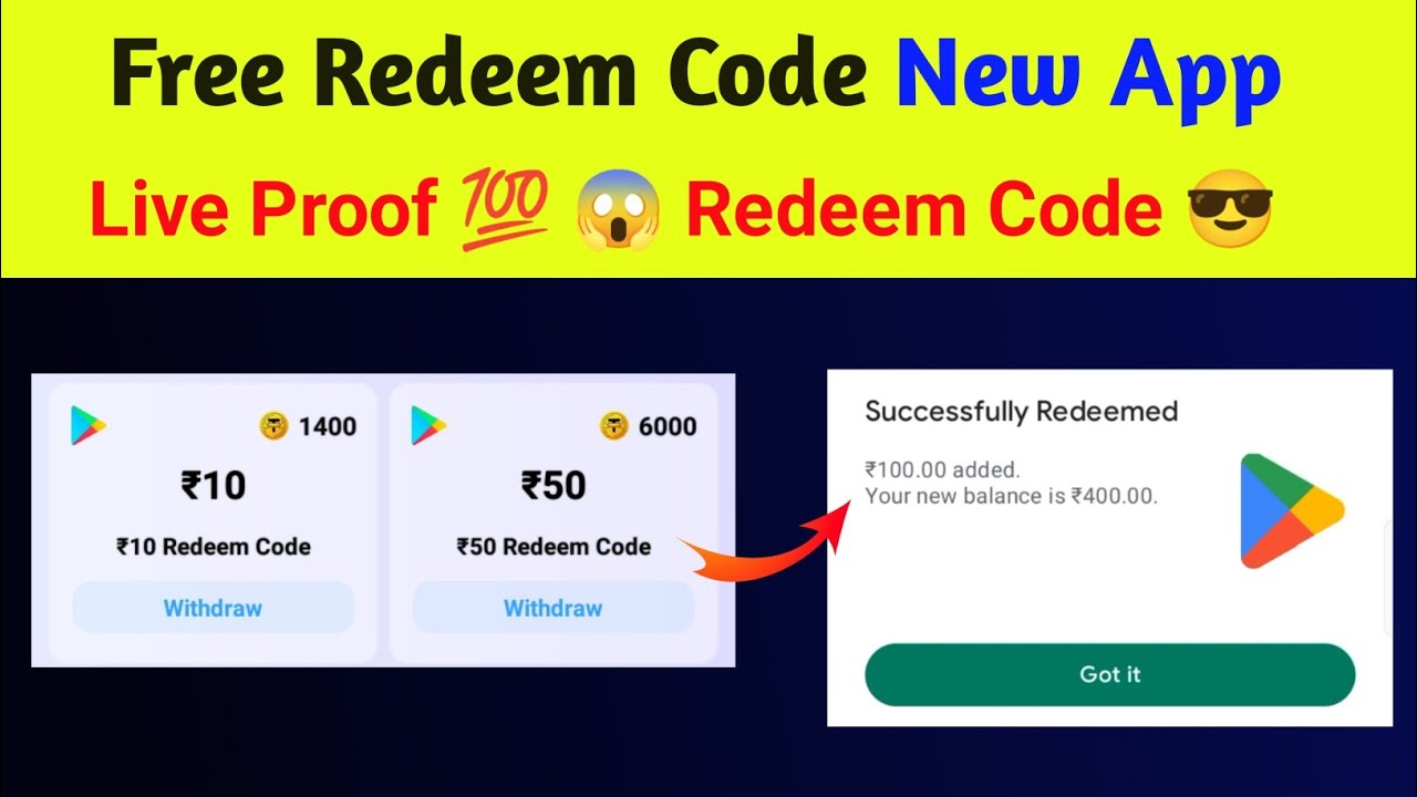 Free Redeem Code App 2023 (Live Proof) 💯 Play Store Redeem Code