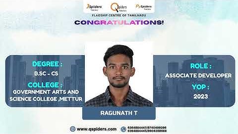Congratulations, Ragunath T, for getting placed as an associate developer