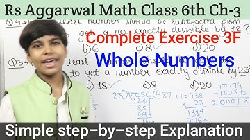rs aggarwal Solution Class 6 chapter 3 Exercise 3F | Whole numbers basic math glory