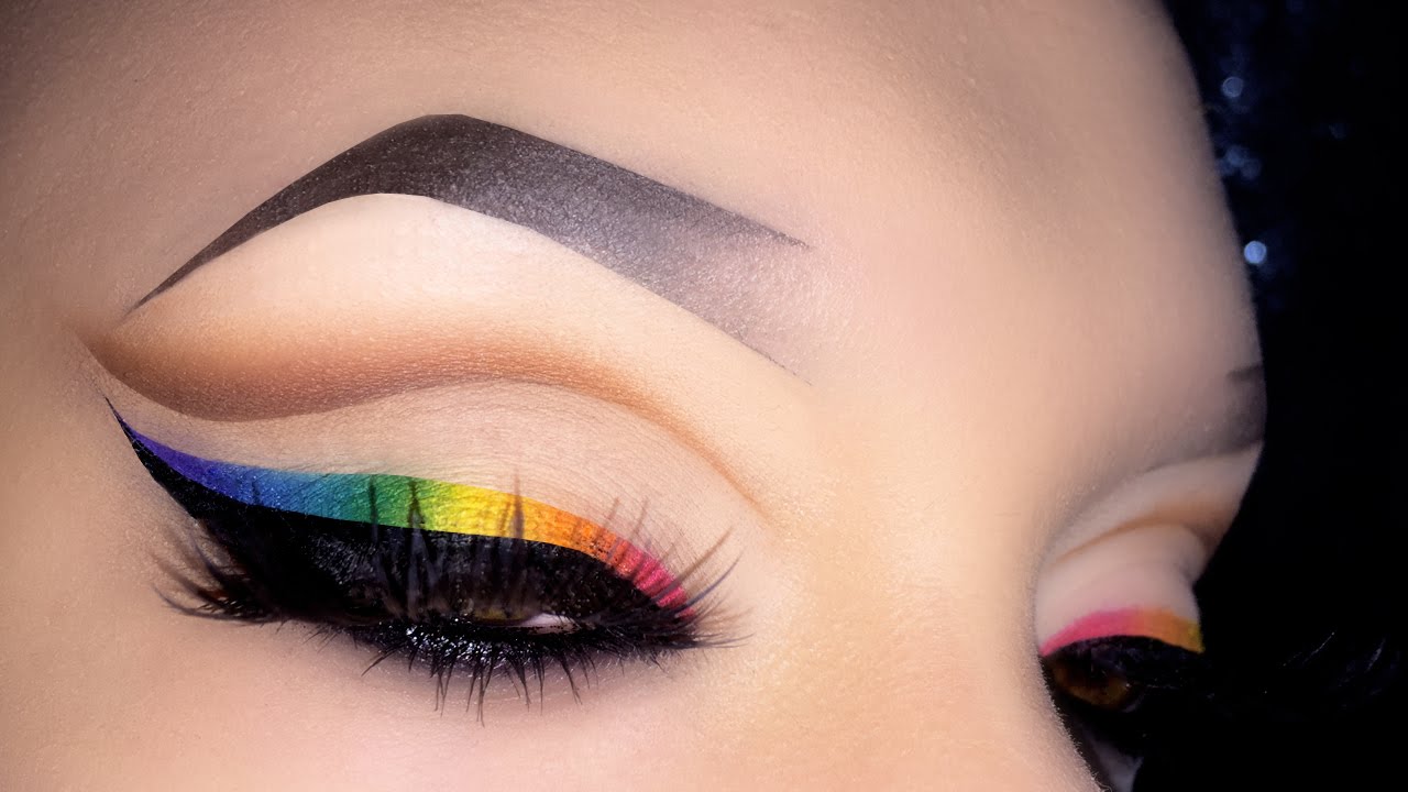 Y Cut Crease With Rainbow Eyeliner