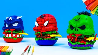 Sandwich mixed Superheroes Hulk, Spider Man, Captain America with clay 🧟 Polymer Clay Tutorial