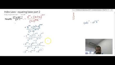 Index Laws equating bases to solve for unknown exponent or power part 2
