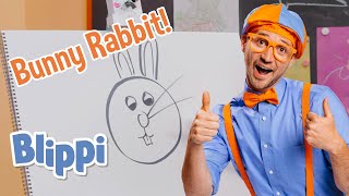 How To Draw A Bunny | Art for Kids With Blippi! | Drawing Videos for Kids | Learn to Draw