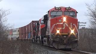 CN 100 Gevo Leads a Long Stack Train CN 120 w/DPU Out of Moncton, NB
