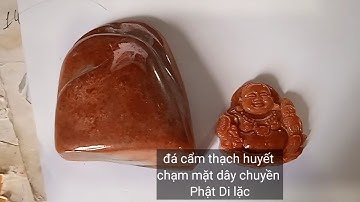 Đá cẩm thạch huyết , chạm hình ảnh PHẬT DI LẠC ,  mặt dây chuyền di lạc