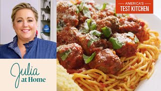 How to Make Spaghetti and Meatballs with Garlic Bread | Julia at Home