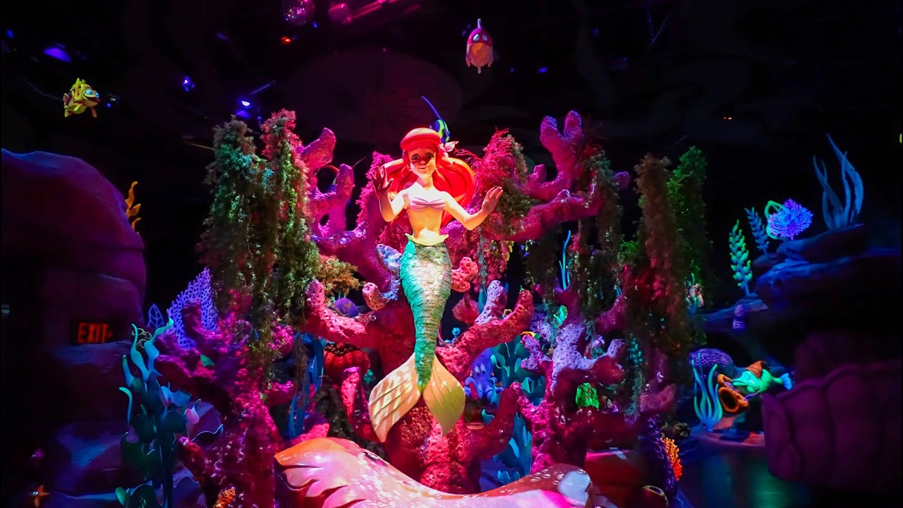 Under the Sea - Journey of the Little Mermaid Low Light on-ride 4K ...