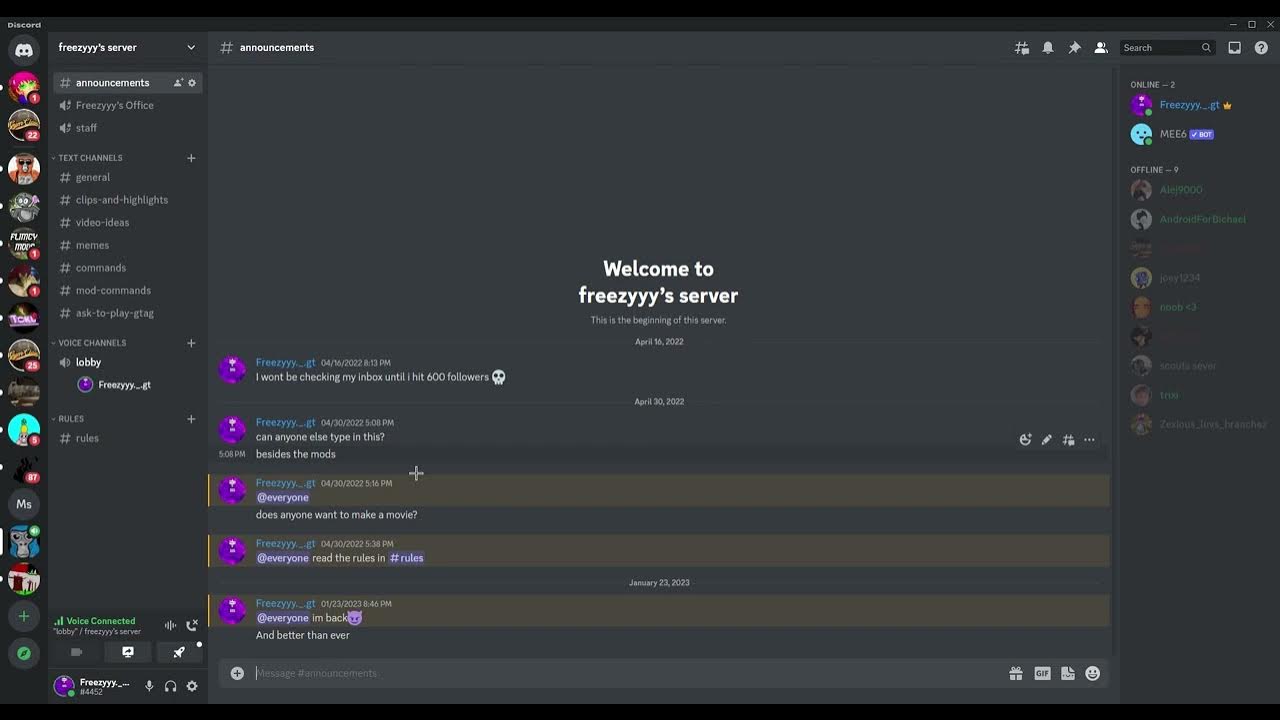 First vid!!!! Showing all the rooms in my discord server and how to