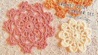 Crochet Doily Coaster Set | Petal Princess Tea Coaster | Scrap Yarn Crochet Project | Home Decor
