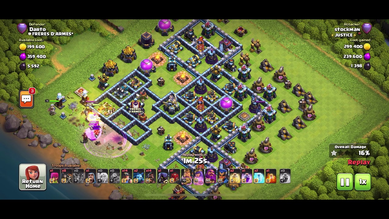 TH13 popular corner base easy 3 star with the hybrid attack strategy