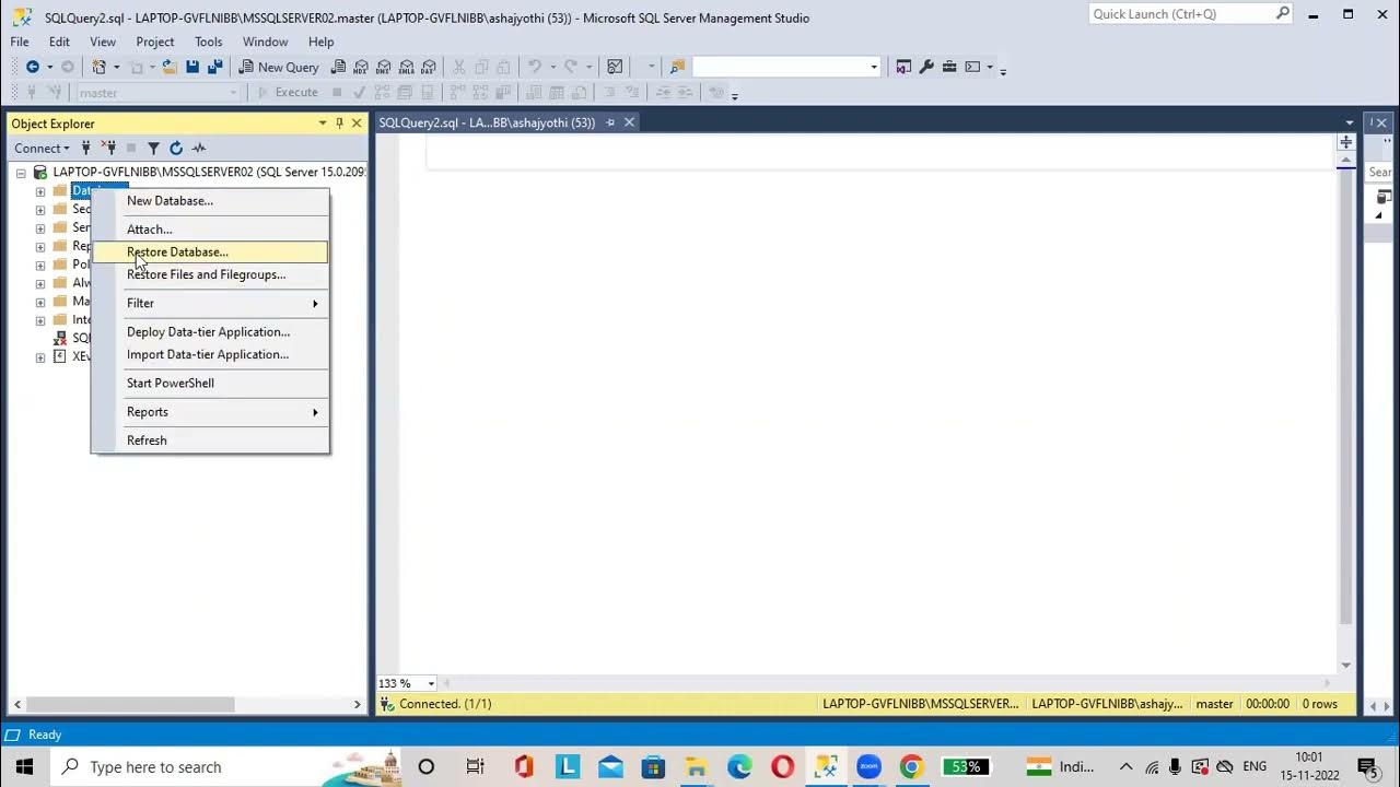Creating Database Graphically in sql server - YouTube