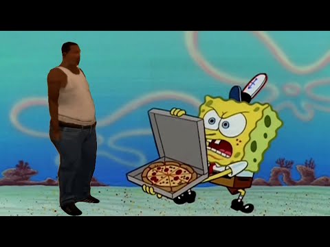 Fat CJ trying to get a pizza from Spongebob
