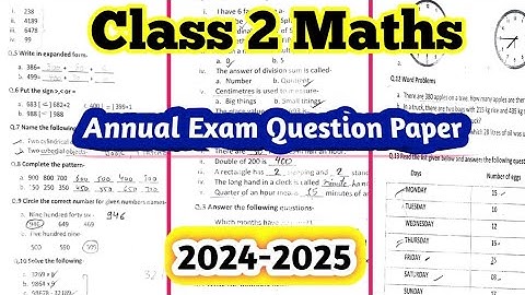 Class 2 Annual Exam Question Paper 2025|Class 2 Maths Annual Exam Question Paper| Class 2 Worksheet