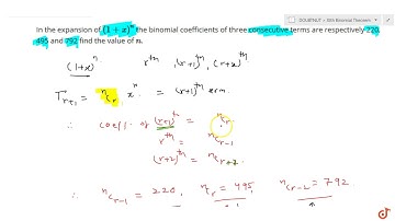 In the expansion of `(1+x)^n` the binomial coefficients of three consecutive terms are respect