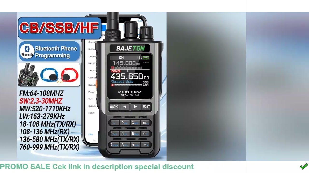 BAJETON BJ-8300 Walkie Talkie SW AM SSB CB Receive Wireless Bluetooth Phone Programming Station NOAA
