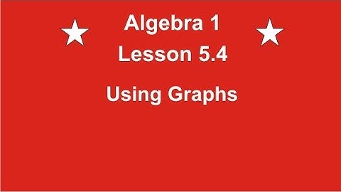 Algebra 1 Lesson 5.4 Using Graphs