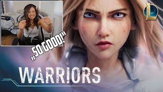 Pokimane Reacts To Warriors | Season 2020 Cinematic - League of Legends (ft. 2WEI and Edda Hayes)