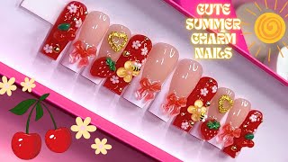 CHARM NAILS FREESTYLE ❣ SUMMER PRESS ON NAILS TUTORIAL !