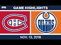 NHL Highlights | Canadiens vs. Oilers – Nov. 13, 2018