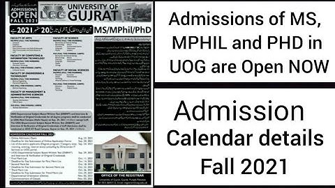 Admissions of MS, MPHIL and PHD in UOG( 2021)| Admission Calendar for MS, MPHIL and PHD in UOG |
