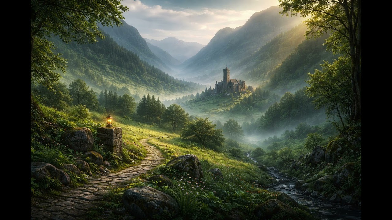 Medieval Irish Music in an Enchanted Valley 🍃 Celtic Fantasy Ambience for Relaxation, Focus