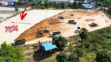 Update project development Filling achieved 75% Work fast using Bulldozer shantui ground push Soil