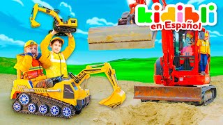 Recopilación : Los Niños Juegan Con Camiones De Construcción | Los Niños Juegan A Fingir ⛑ Kidibli