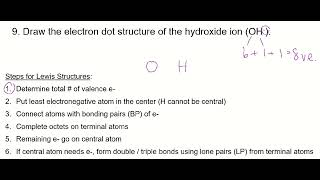 #9 - Lewis Structure for the Hydroxide (OH-) Ion