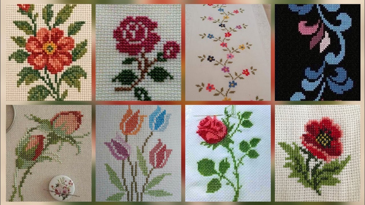 Более 100 потрясающих и элегантных схем для вышивки крестом с цветочными мотивами || Идеи для все...