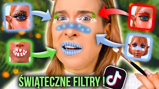 ♦ CAŁY MAKIJAŻ ŚWIĄTECZNY FILTRAMI Z TIKTOKA 🤣 ♦ Agnieszka Grzelak Beauty