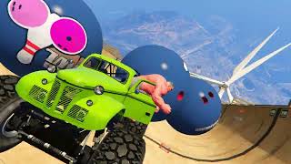 SPIDERMAN VS HULK MONSTER TRUCK RAGDOLLS EXTREME HEIGHT MEGA RAMP FAILS