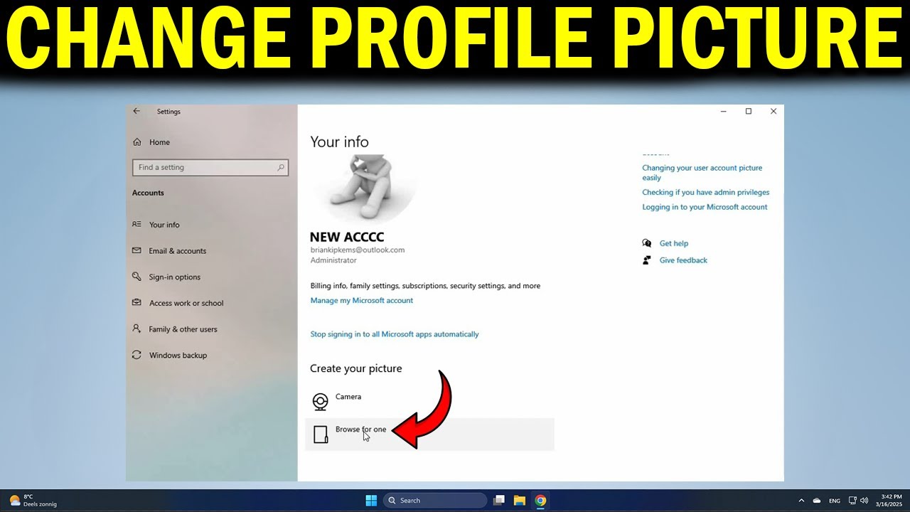 Change First Picture How To Change Profile Picture in Windows - YouTube