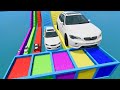 Big  small cars vs stairs color with portal trap  car vs train  beamngdrive