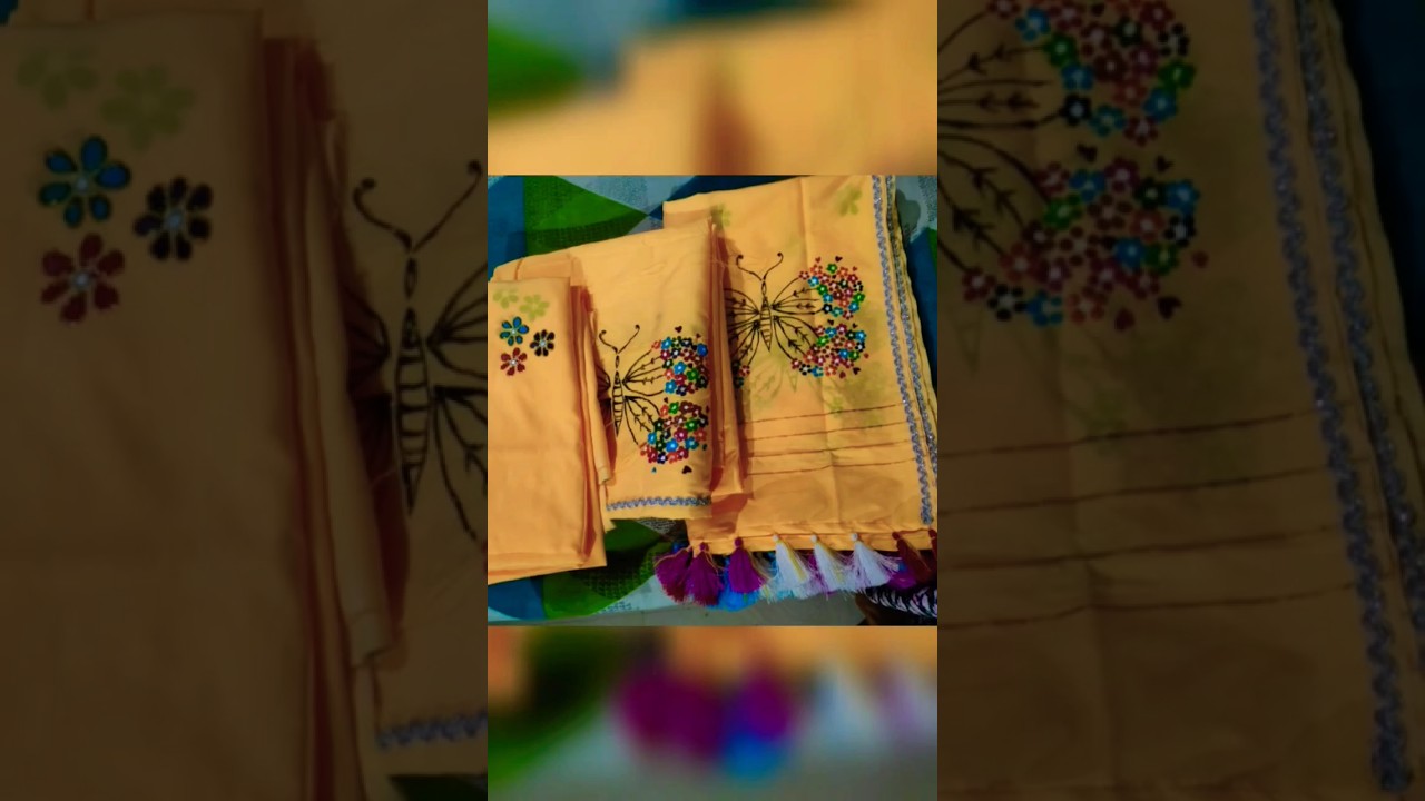fabric work mekhela sador design ️ YouTube