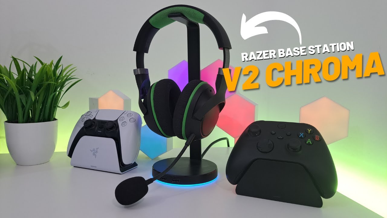 RAZER BASE STATION V2 CHROMA - SUPORTE PARA HEADSET COM HUB USB E