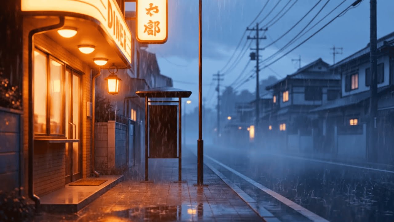Rainy Japanese Town at Night | Lofi Beats & Calm Vibes