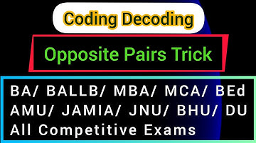 Opposite Pairs Trick || Coding Decoding || How to Remember Opposite Letters of the Alphabets
