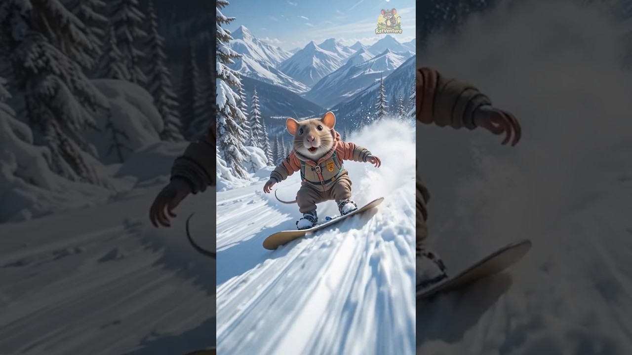 "Tiny Rat Shreds the Snow Like a Pro Snowboarder! 🏂🐭 (Unbelievable!)" 