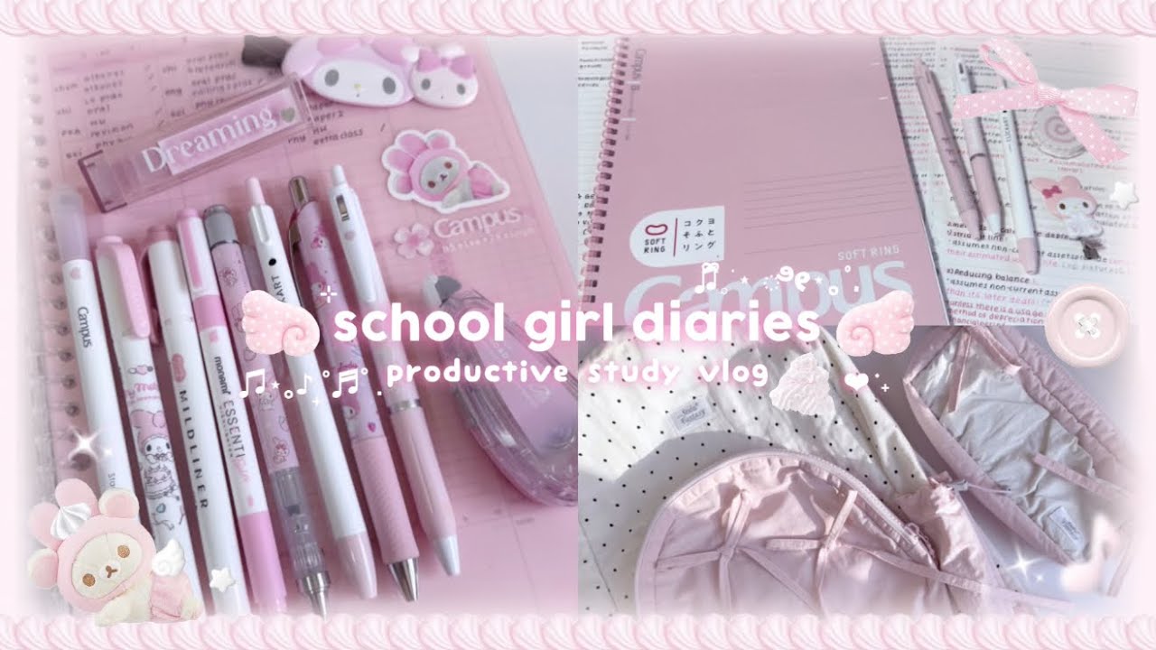 SCHOOLGIRL DIARIES ♫ྀི𓈒 ݁⋆ new school bag, productive study session, lock in season 
