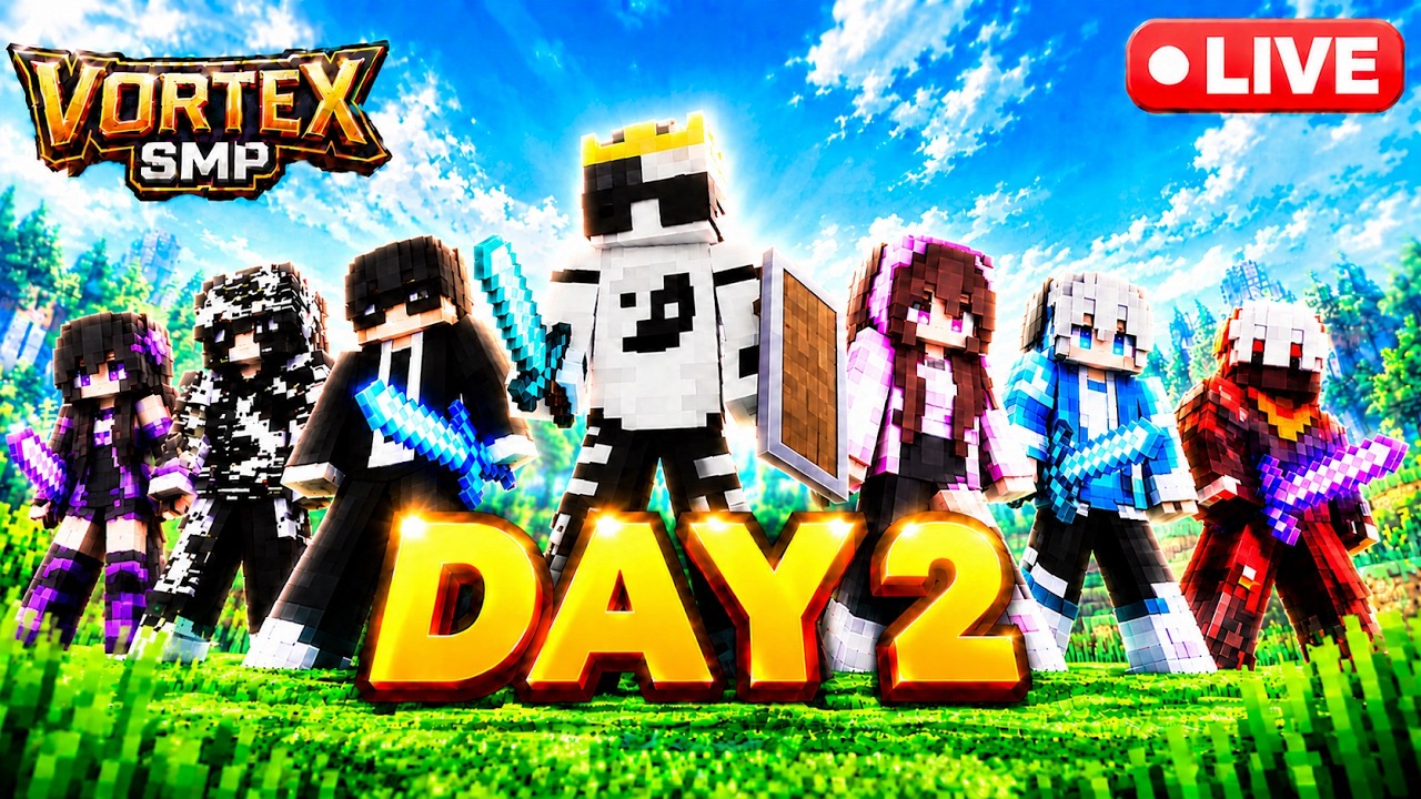 💎 VORTEX SMP DAY 2 IS HERE! ⚔️ MORE GRIND, MORE CHAOS! 🔥 | Minecraft ...