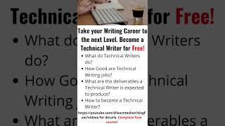 Your Next Stop in Your Writing Career, new complete Technical Writing course