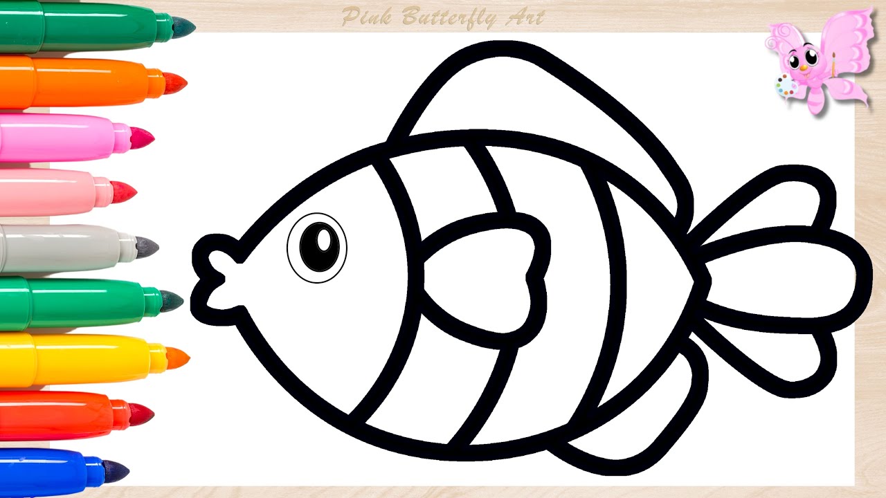 Lively Fish Drawing and Coloring Animation for Kids Toddlers Preschoolers 