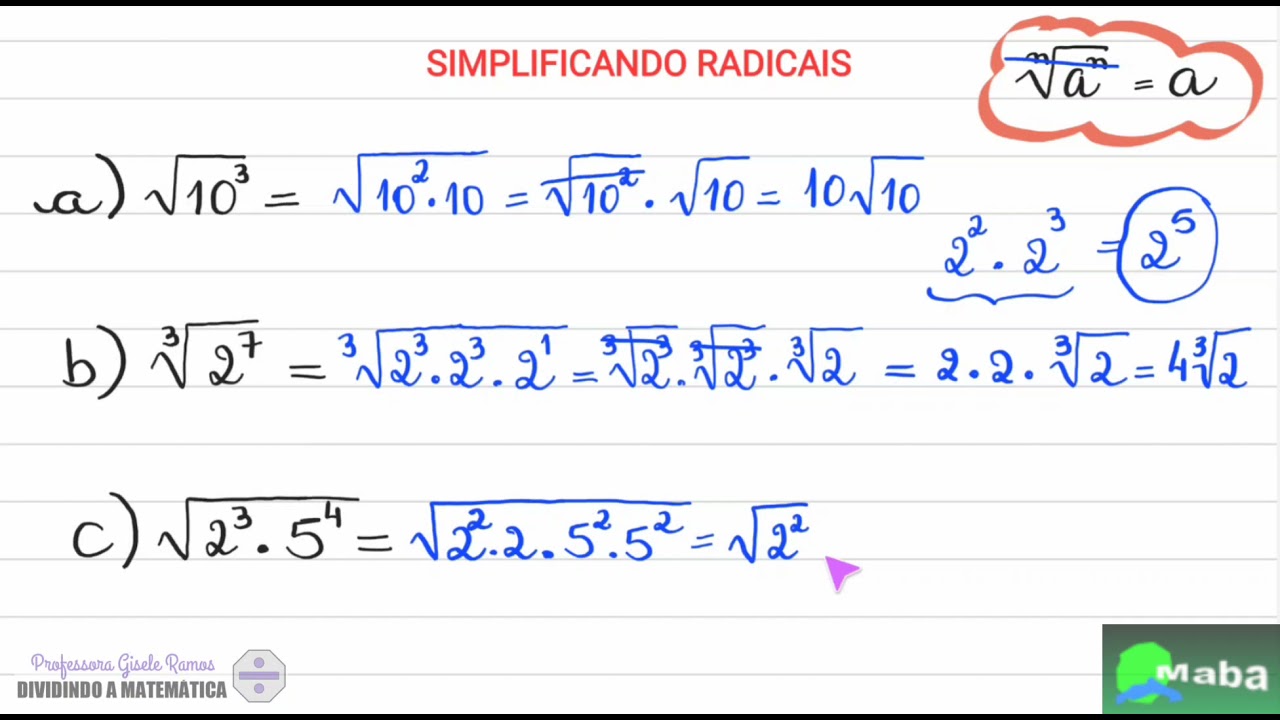 SIMPLIFICAÇÃO DE UM RADICAL 