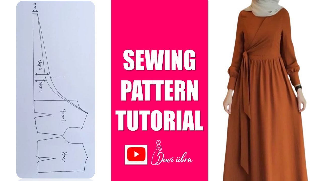 Pecah Pola Gamis Tali Pinggang Pattern Making Tutorial
