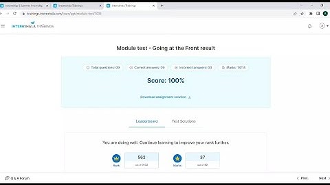 Internshala Online c and c++ traning || Module test answers || Going at the Front. 💯/💯