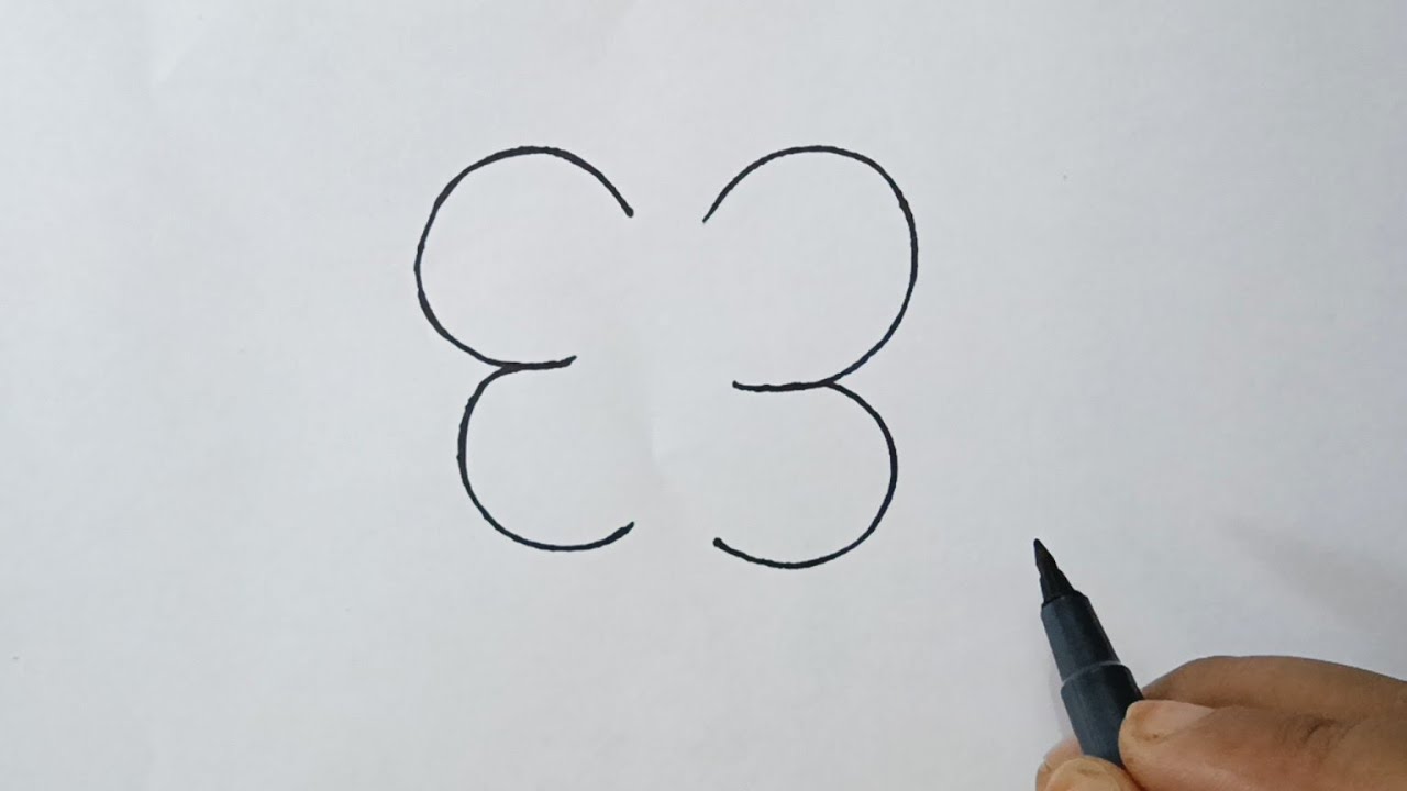 Butterfly Drawing Easy | How To Turn Number 33 Into Butterfly | Very ...