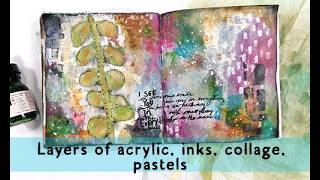 So many layers - Collage, Acrylic, Inks, pastels, pens #mixedmedia screenshot 3