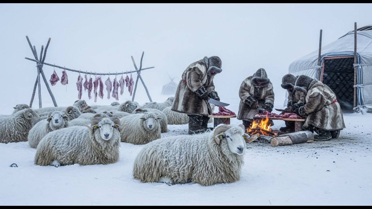 Surviving -71°C: A Brave Man Feeding His Flock in the Frozen North